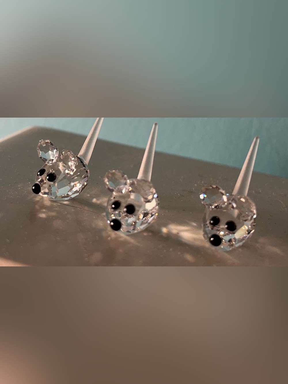 Swarovski Crystal Set Of Three Tiny Adorable Field Mice (Retired) Box Included